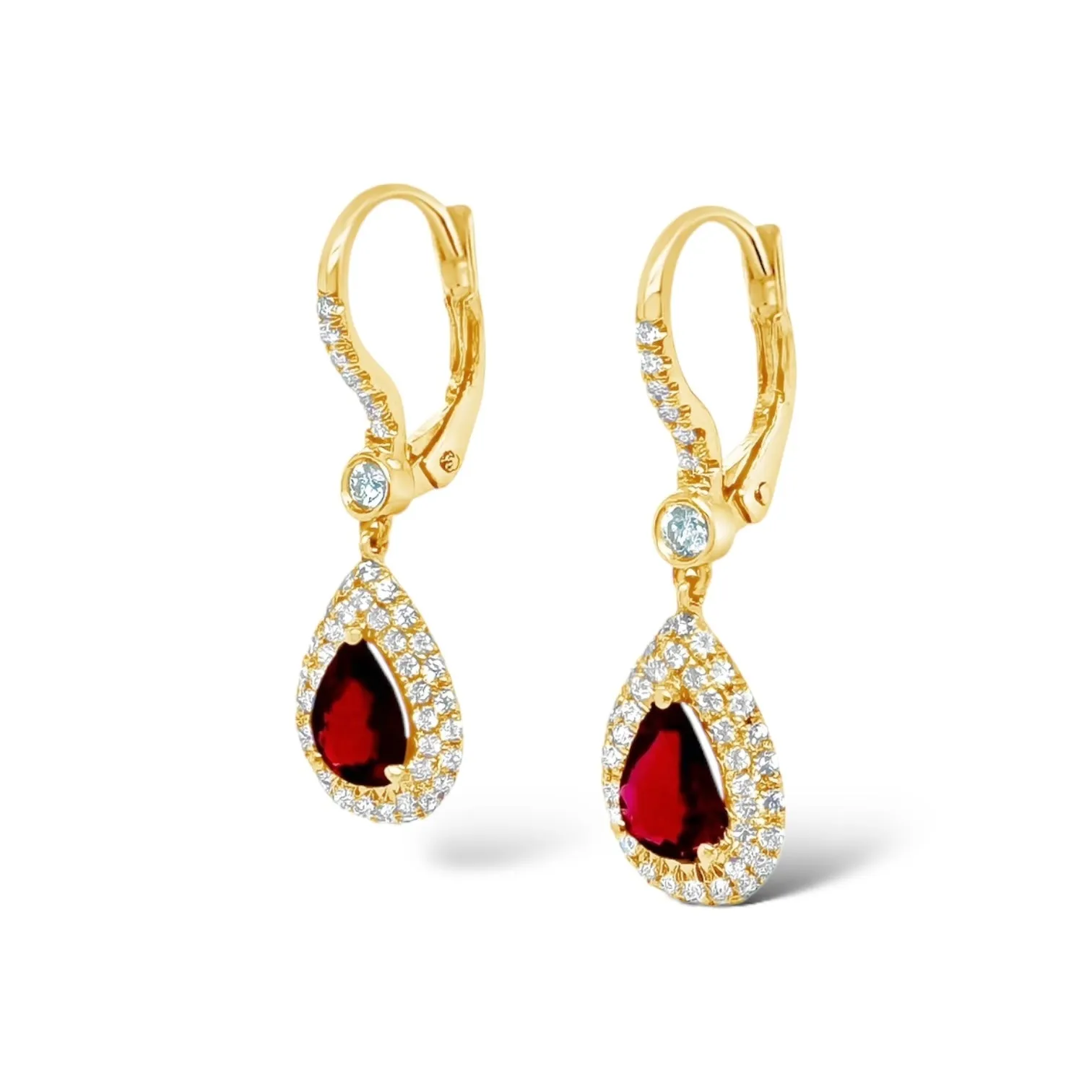 Ruby & Pavé Diamond Drop Earrings