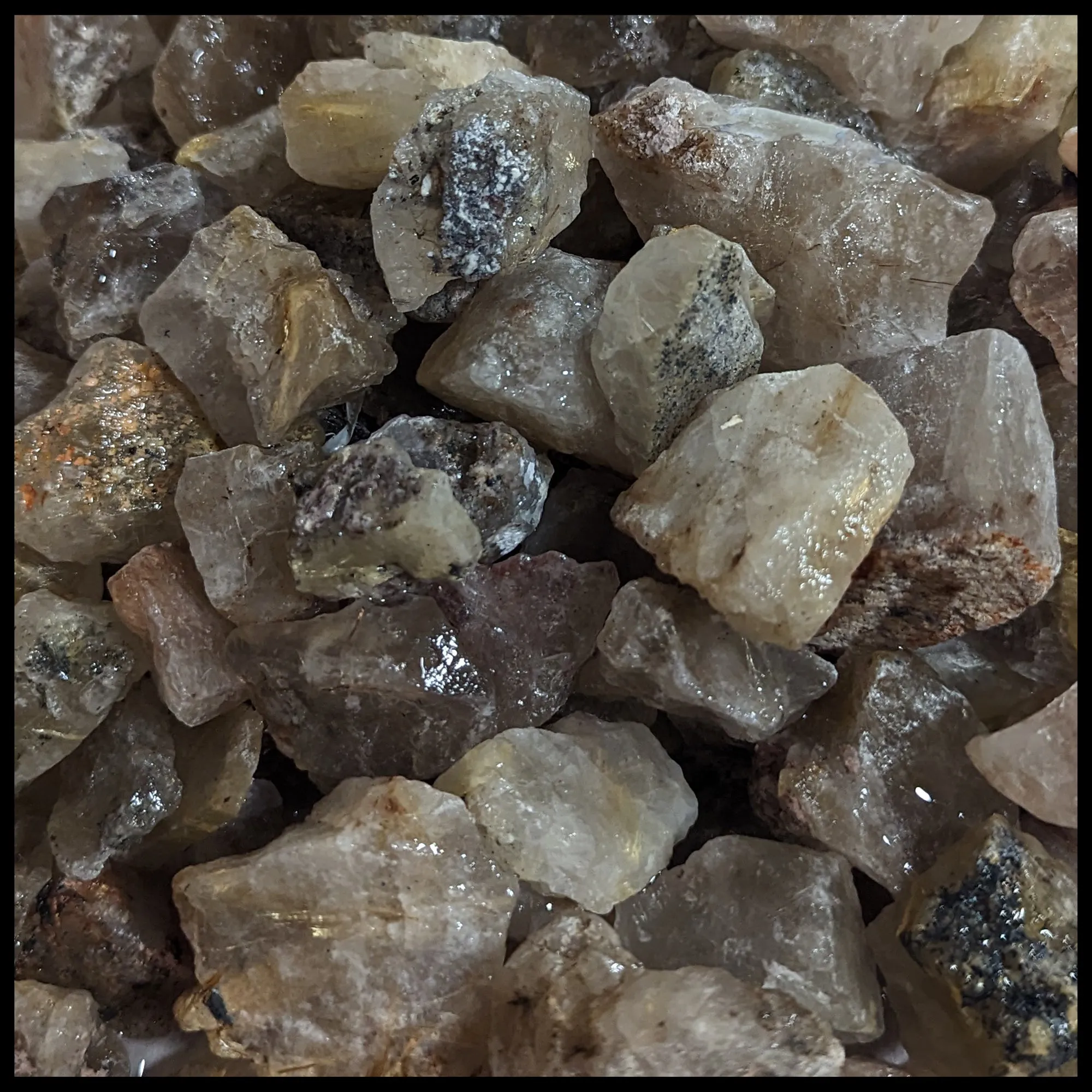 Rutilated Quartz, Tumbling Rough, 5 lb lot