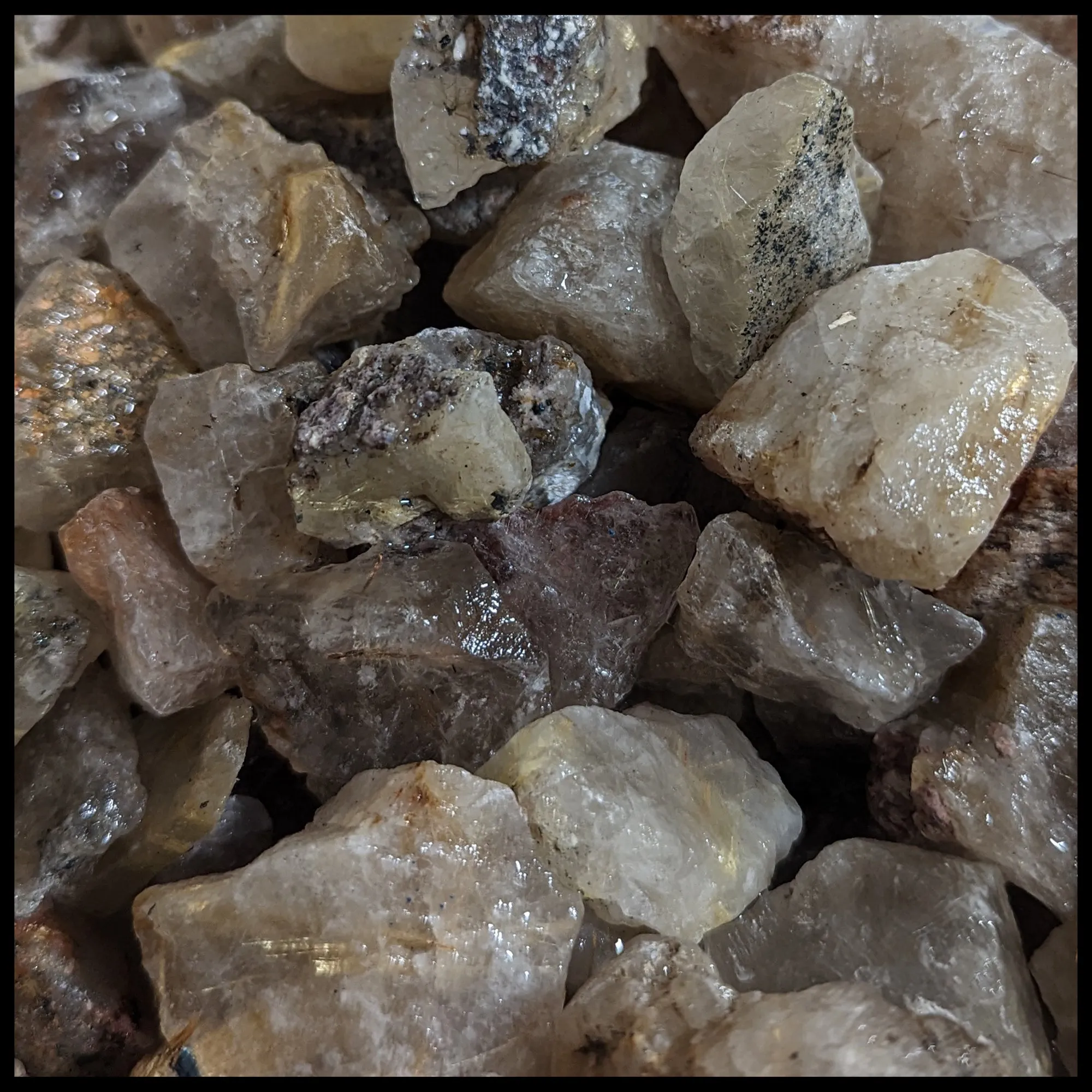 Rutilated Quartz, Tumbling Rough, 5 lb lot
