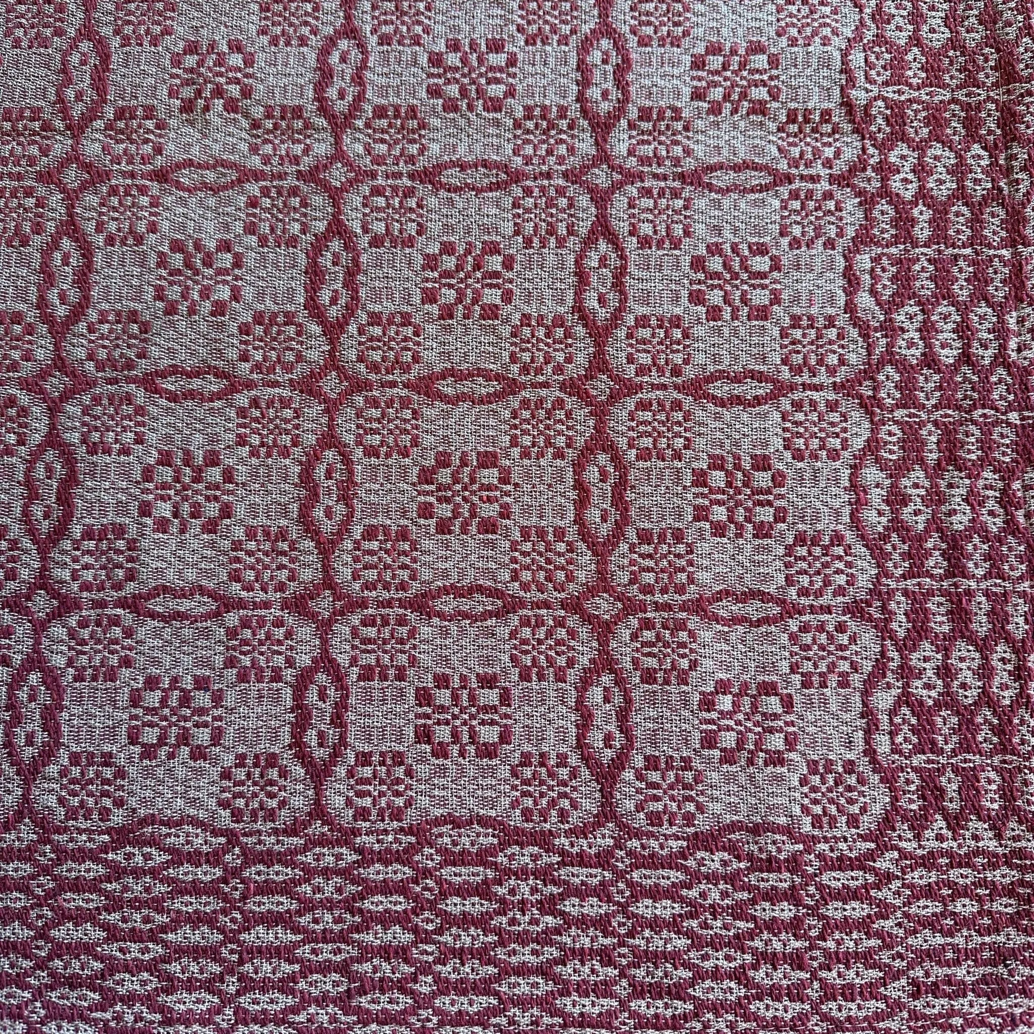 Saratoga Garnet and Tan Woven Small Table Cloth 34"