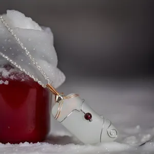 Sea glass - Christmas stocking - Necklace