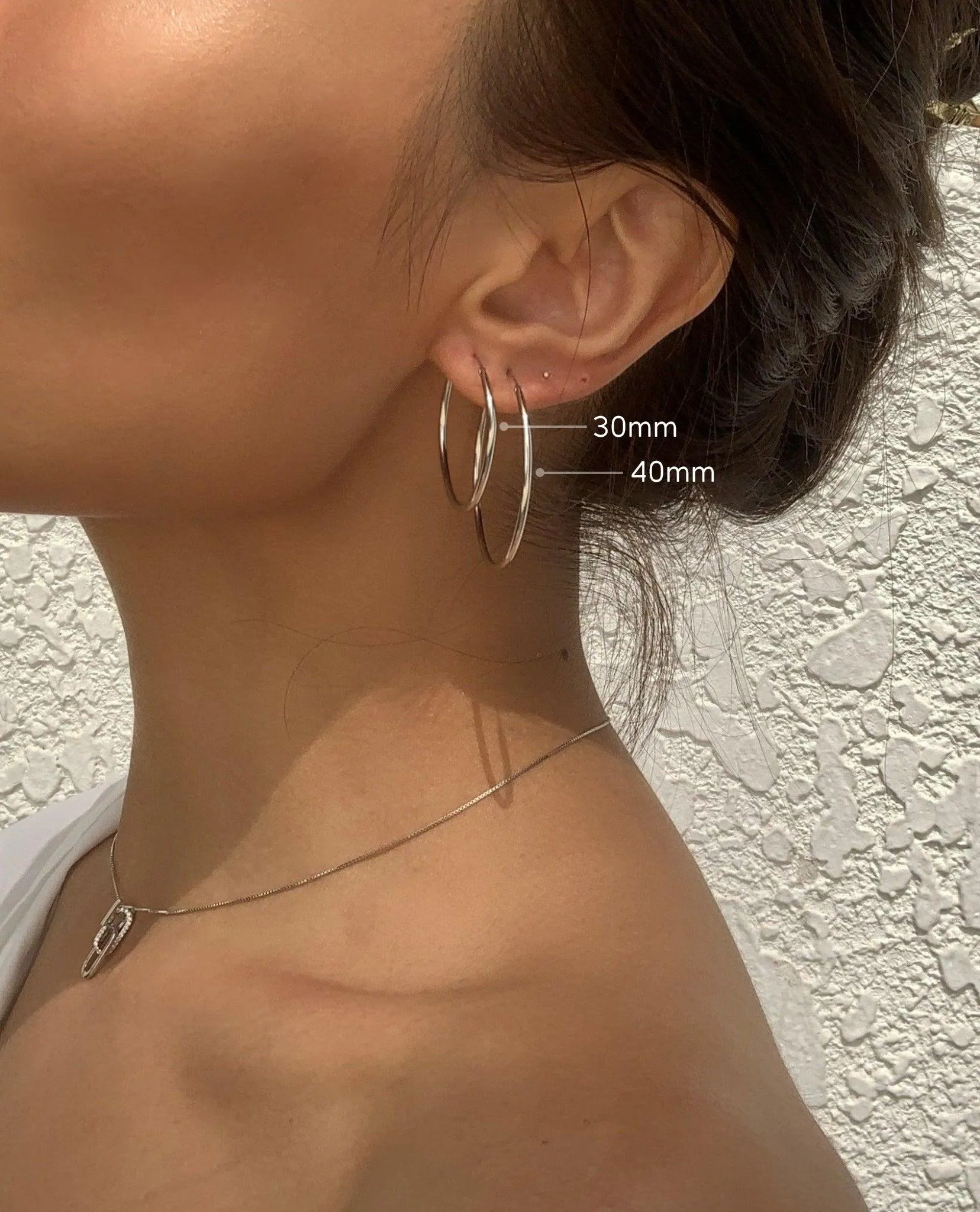Silver 30mm Skinny Hoop Earrings