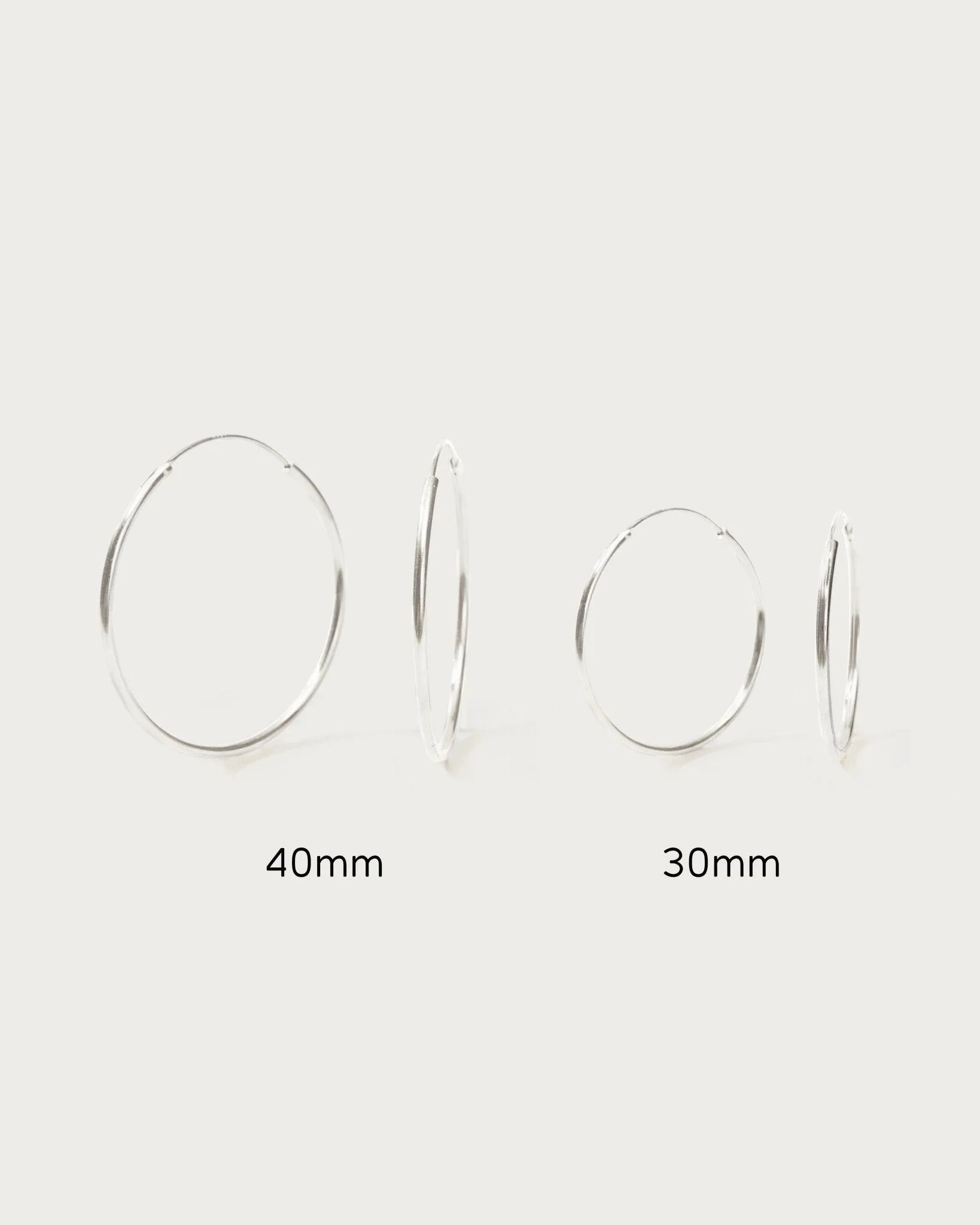 Silver 30mm Skinny Hoop Earrings