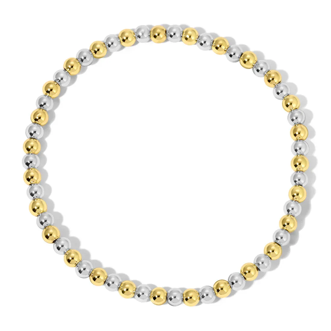 Silver & Gold Mixed Round Bead Bracelet -3mm