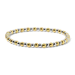 Silver & Gold Mixed Round Bead Bracelet -3mm