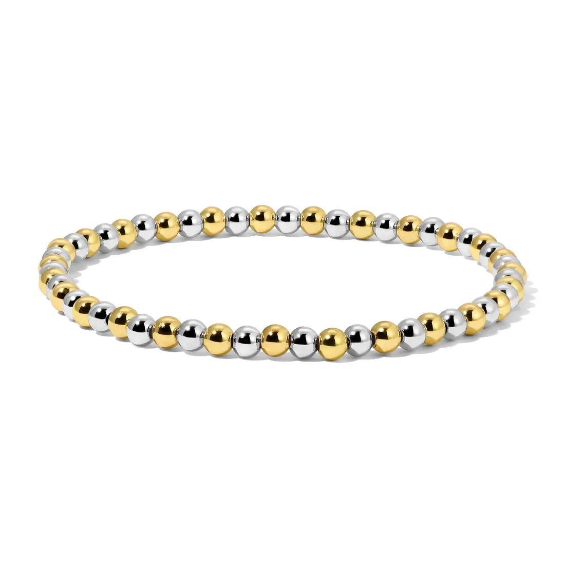 Silver & Gold Mixed Round Bead Bracelet -3mm