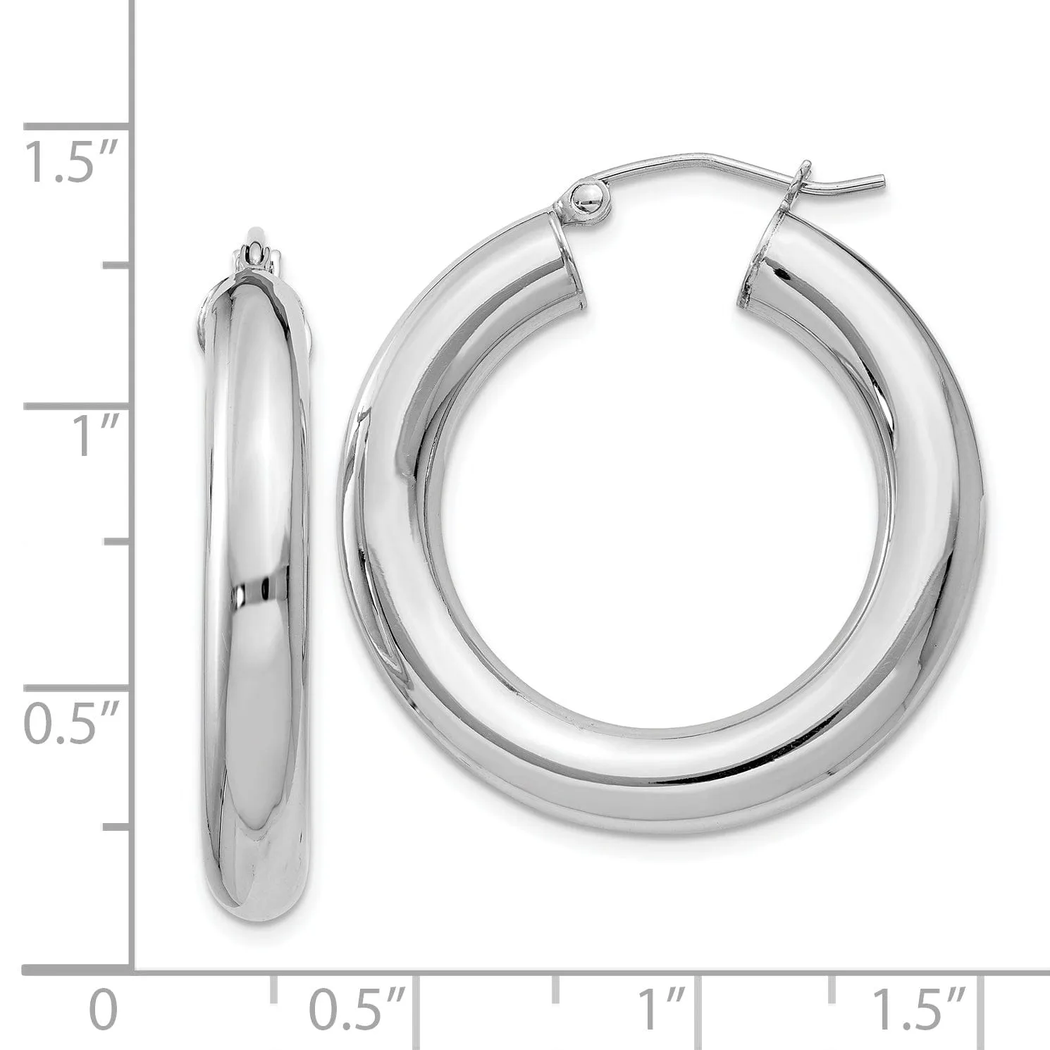 Silver Hollow Round Hoop Hinged Posts Earrings