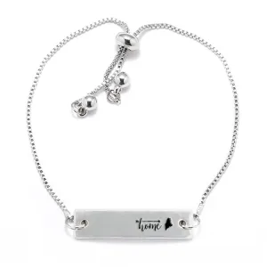 Silver Home is Maine Adjustable Bar Bracelet
