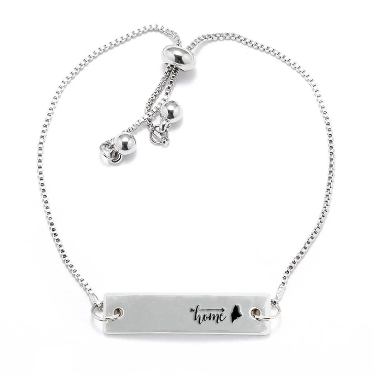 Silver Home is Maine Adjustable Bar Bracelet