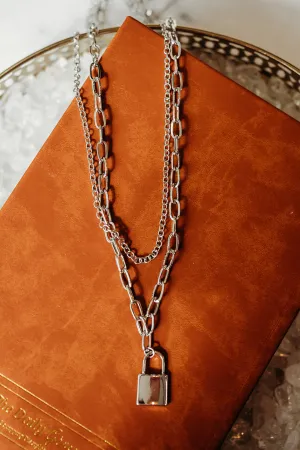 Silver Layered Necklace with Locket