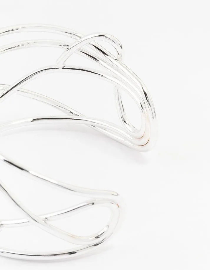 Silver Plated Organic Wire Cuff Bracelet