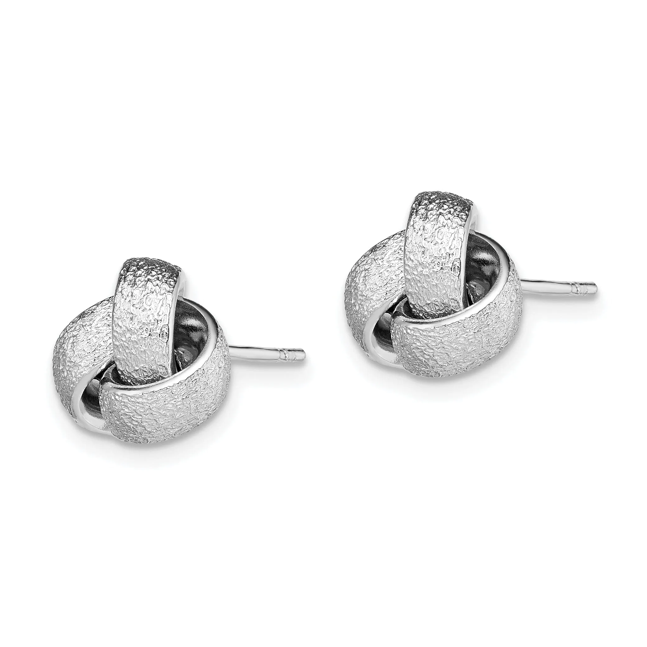 Silver Polished Satin Love Knot Earrings
