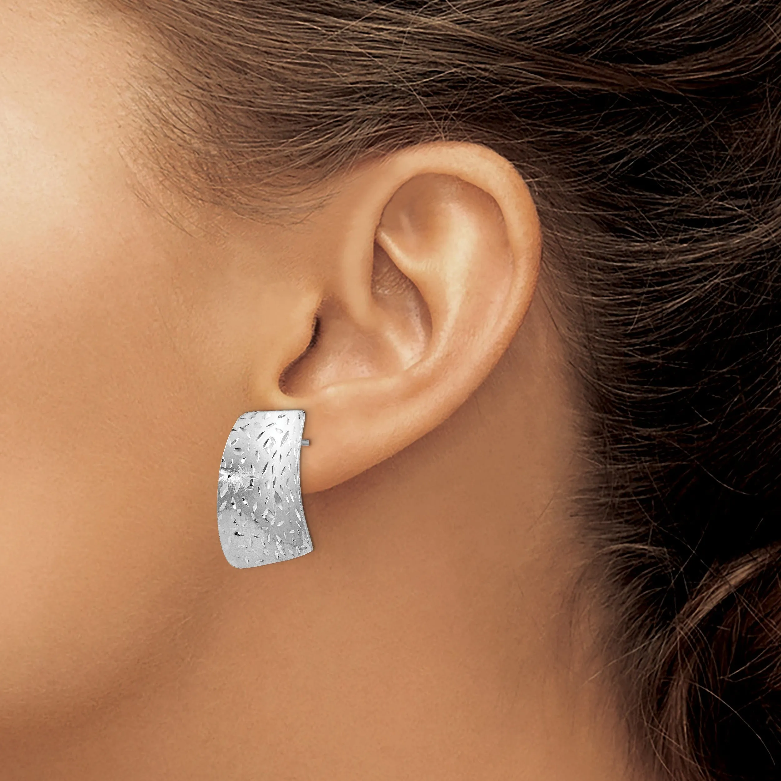 Silver Radiant Essence Diamond Cut Post Earrings