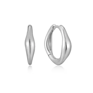 Silver Wave Hoop Earrings