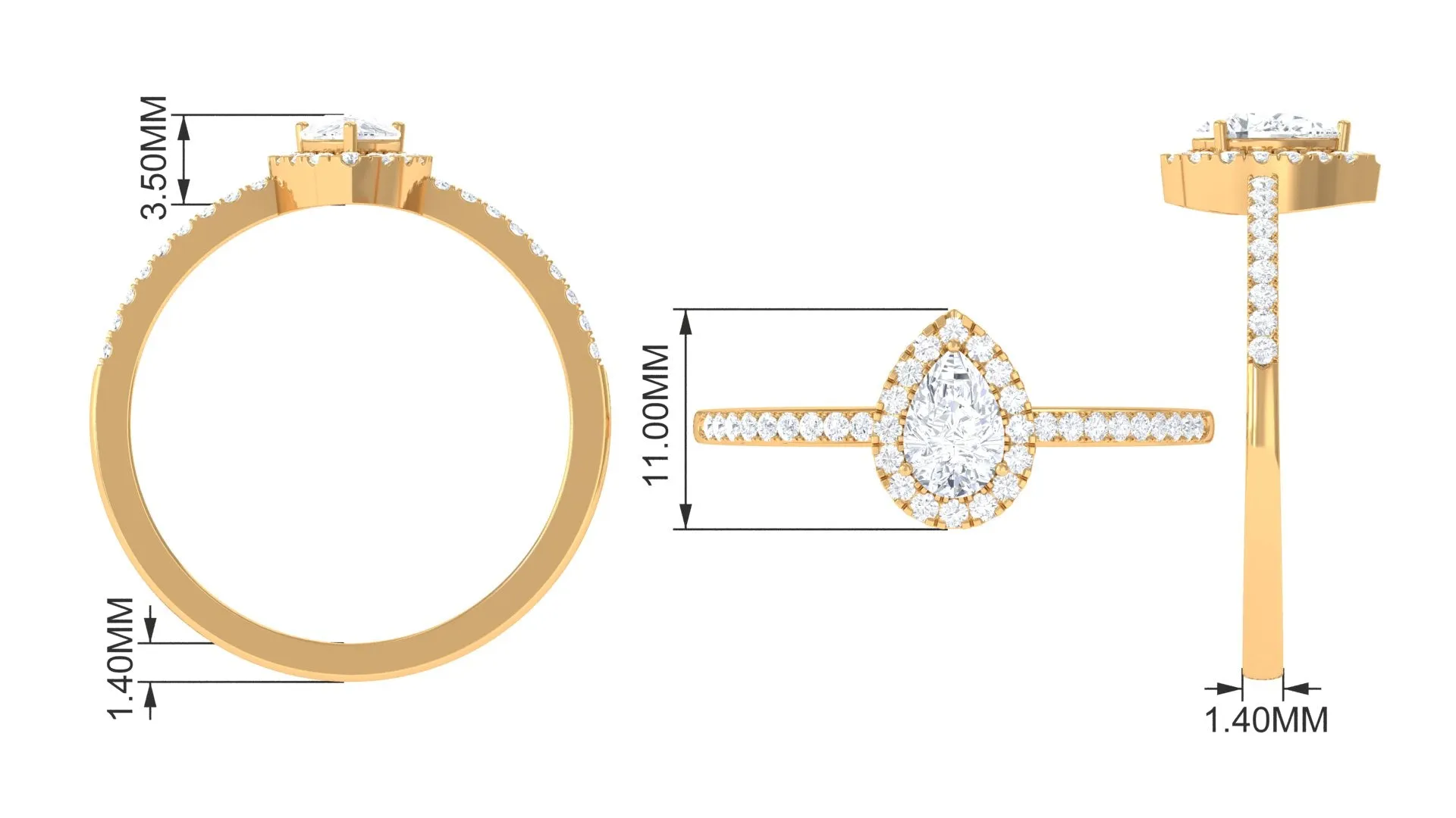 Simple Lab Grown Diamond Teardrop Ring with Halo