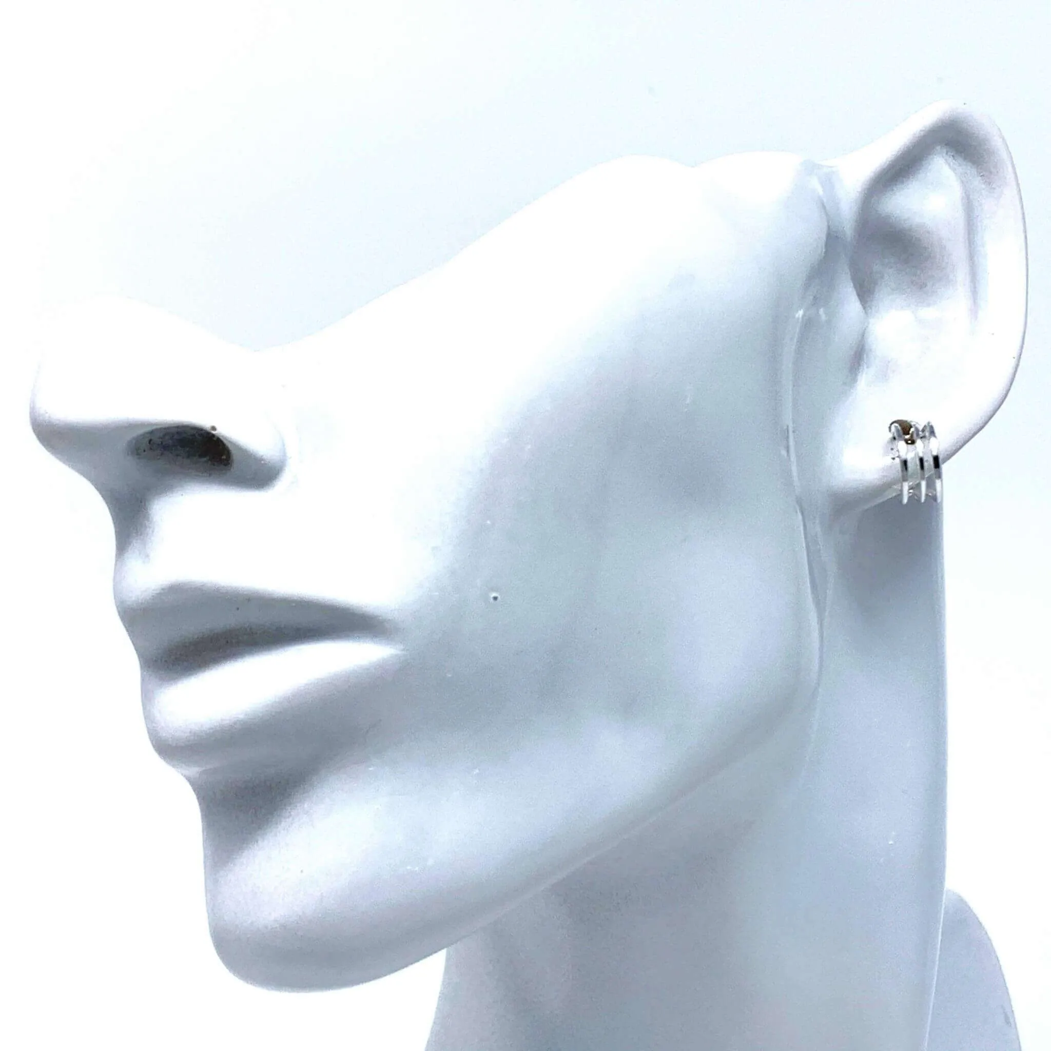 Small Triple Band Sterling Silver Hoop Earrings