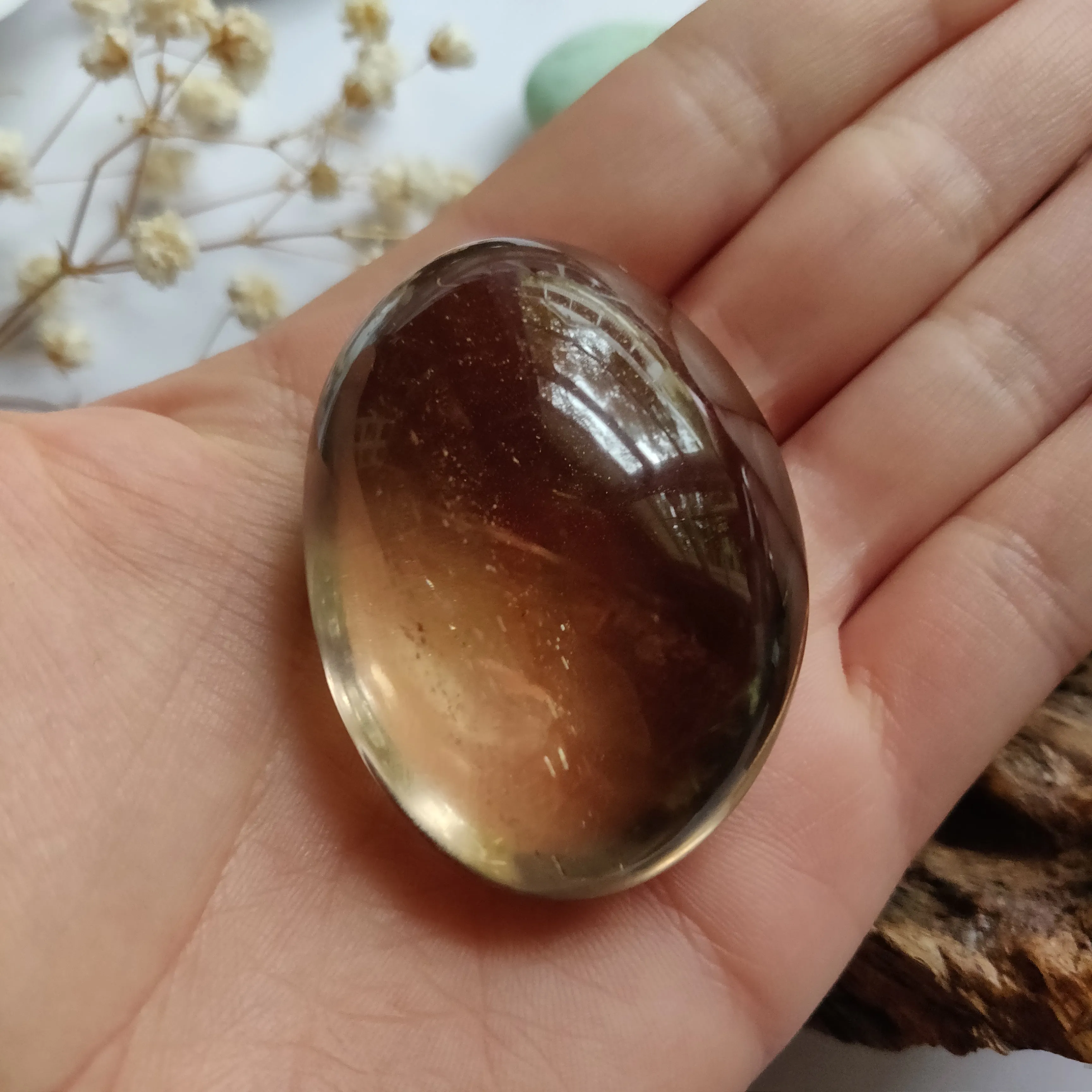 Smoky Quartz Palm Stone (#2)