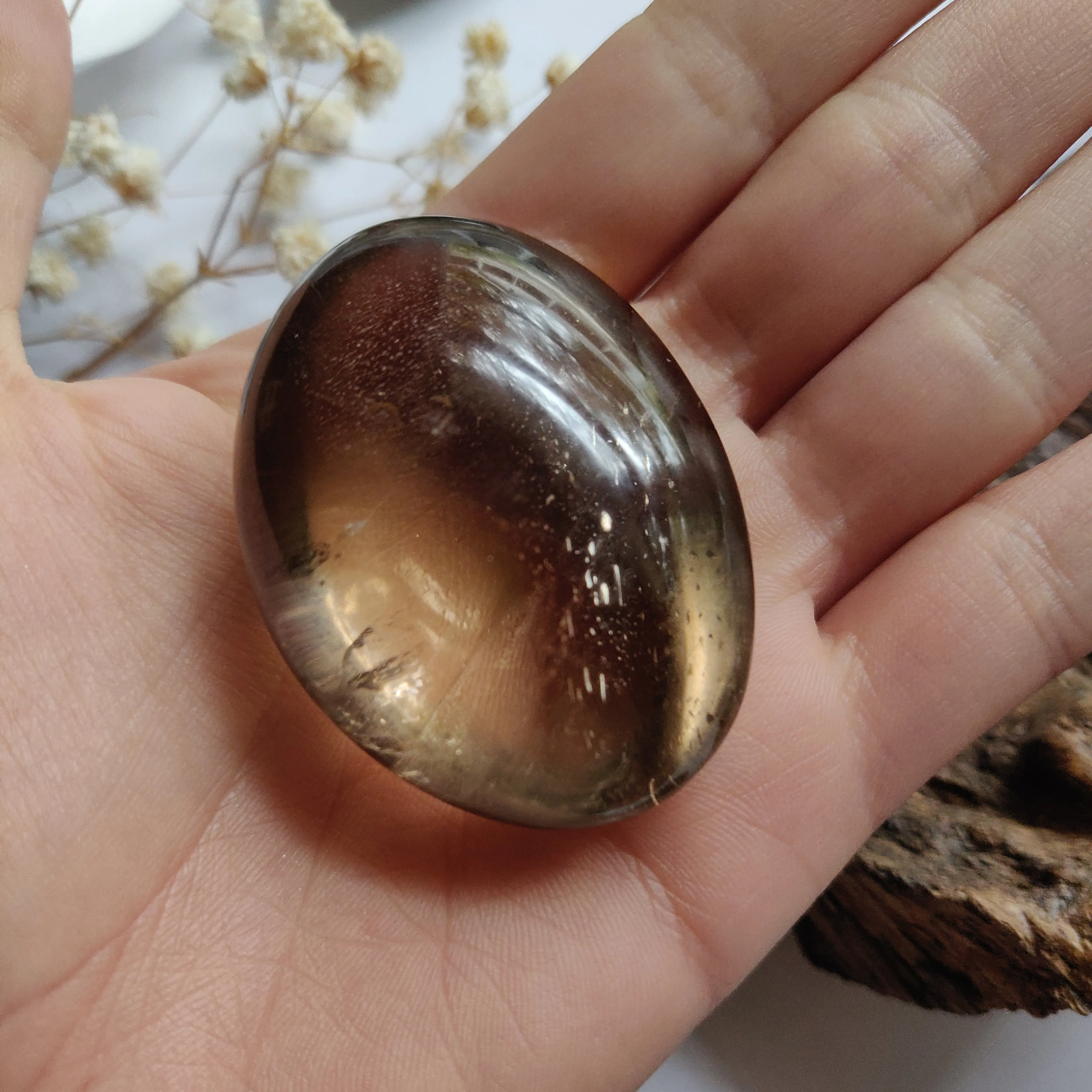 Smoky Quartz Palm Stone (#2)