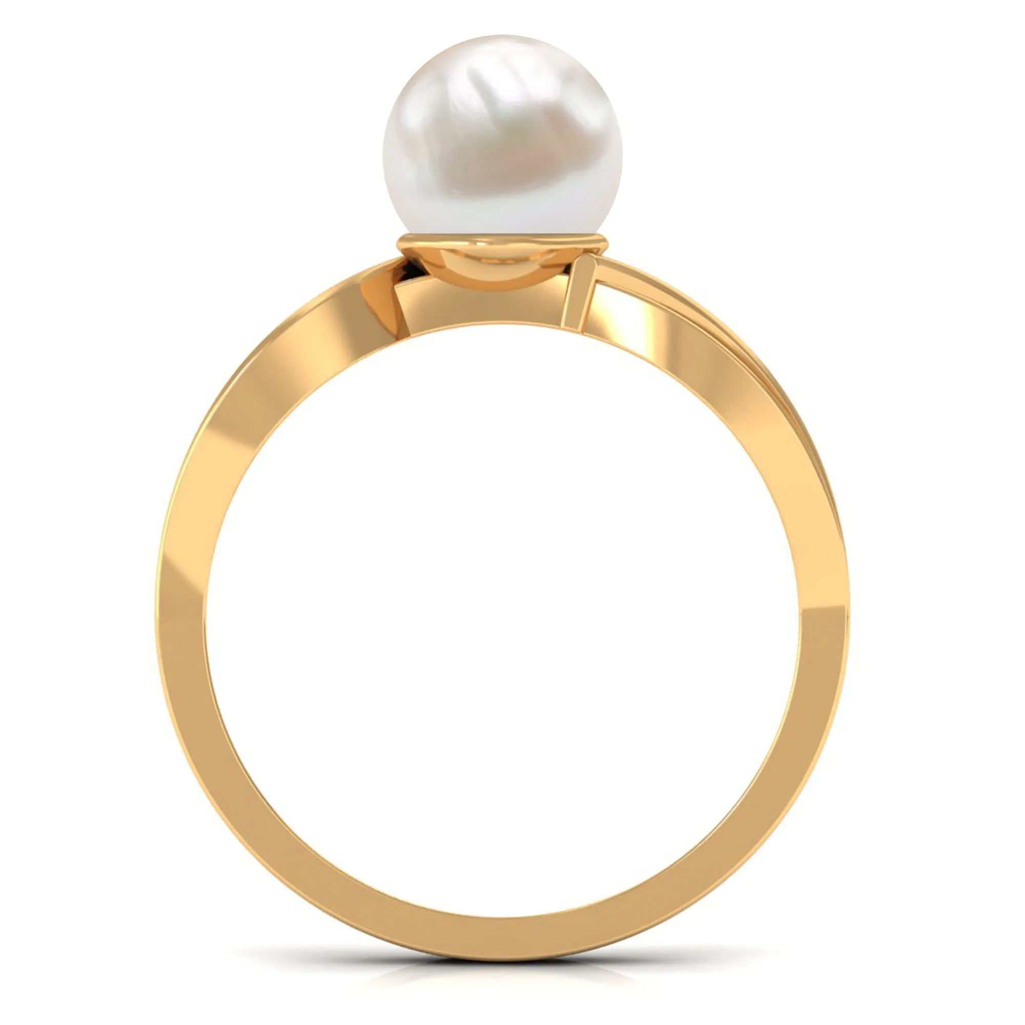 Solitaire Freshwater Pearl and Diamond Infinity Ring