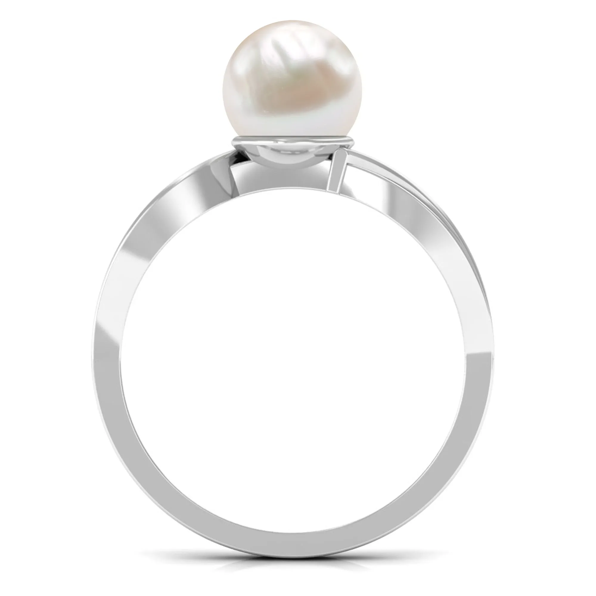 Solitaire Freshwater Pearl and Diamond Infinity Ring