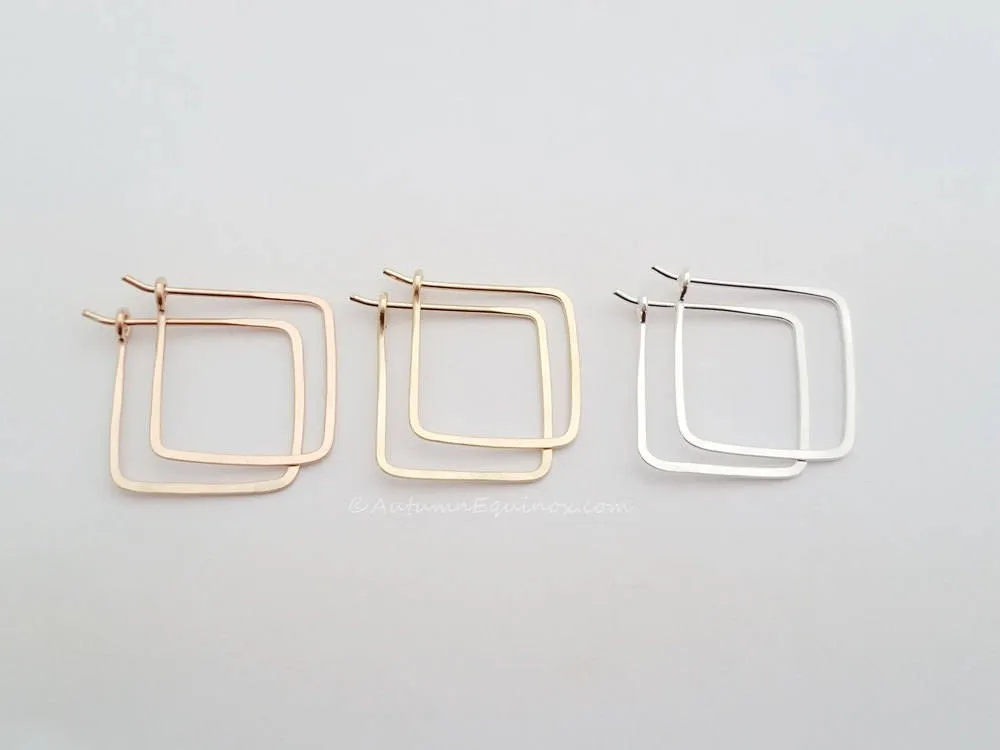 Square Hoop Earrings 14k Gold Filled
