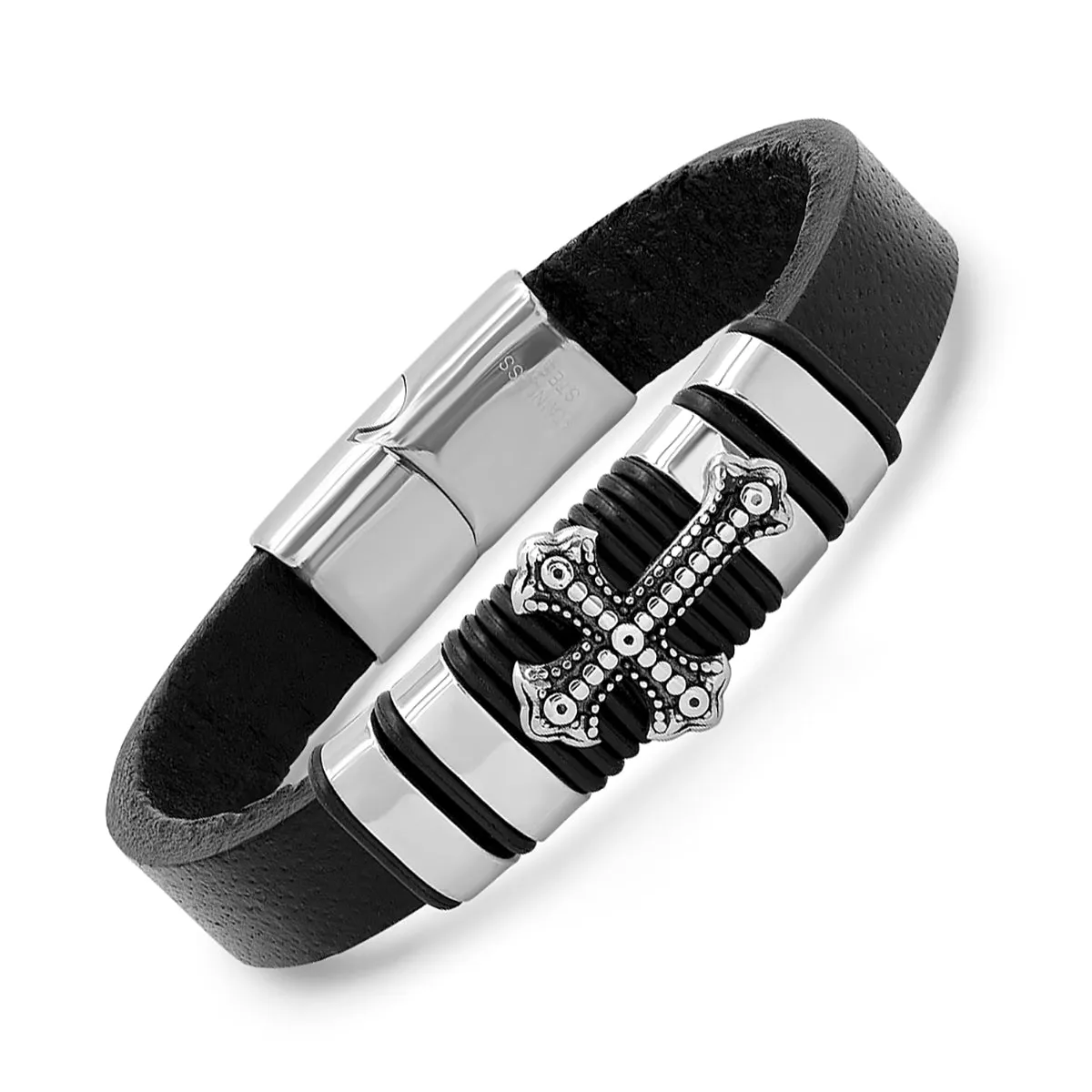 Stainless steel cross bracelet