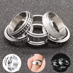 Stainless Steel Rotatable Spinner Ring Moon Stars Sterling Silve
