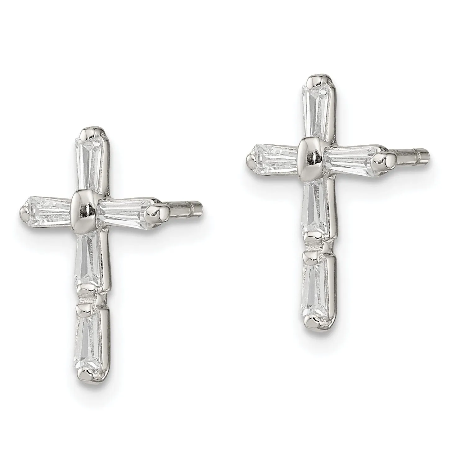 Sterling Silver C.Z Diamond Cross Post Earrings
