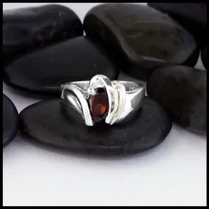 Sterling Silver Ring with Garnet