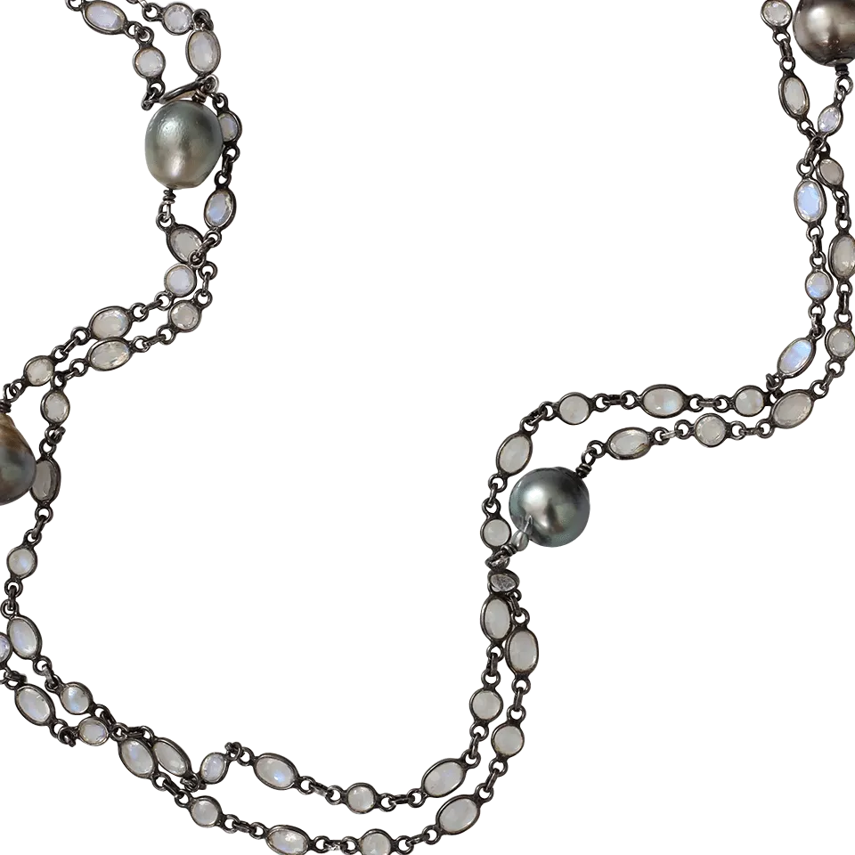 Tahitian Pearl And Moonstone Necklace