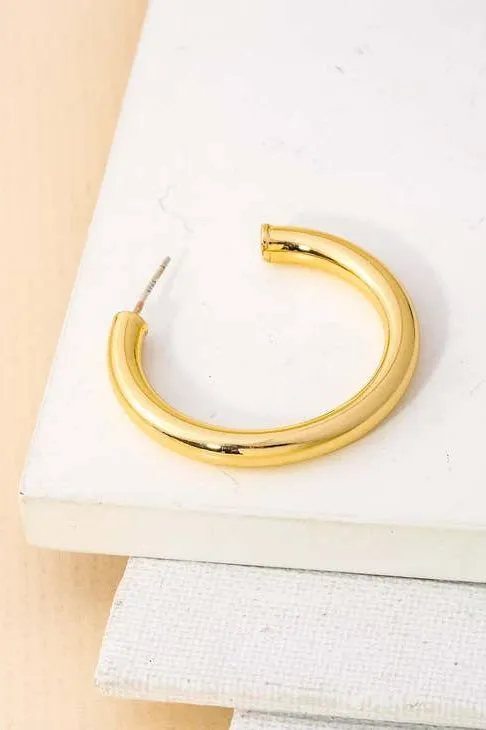 Thick Gold Open Hoop Earrings