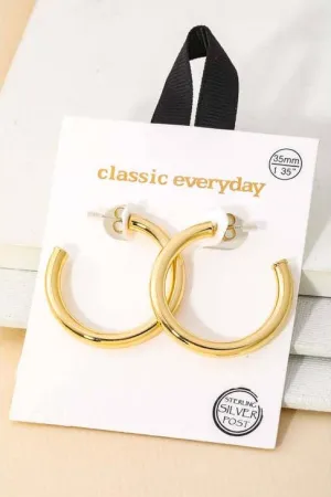 Thick Gold Open Hoop Earrings