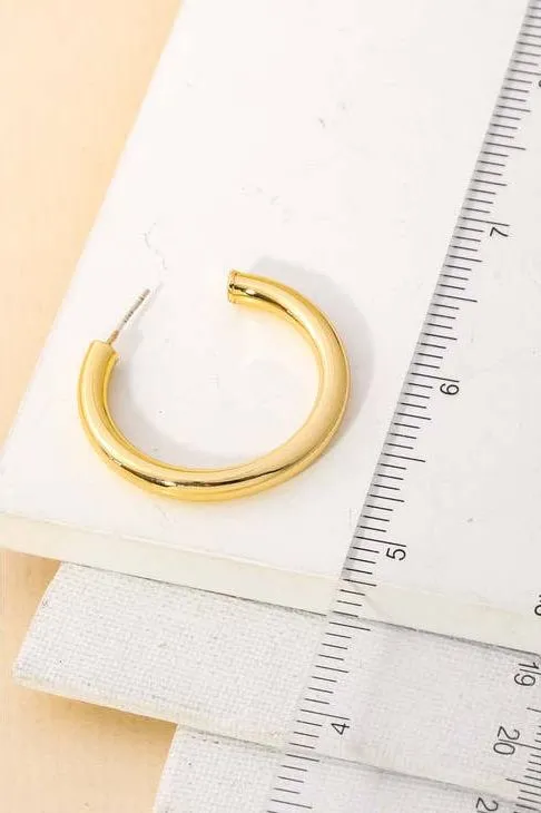 Thick Gold Open Hoop Earrings