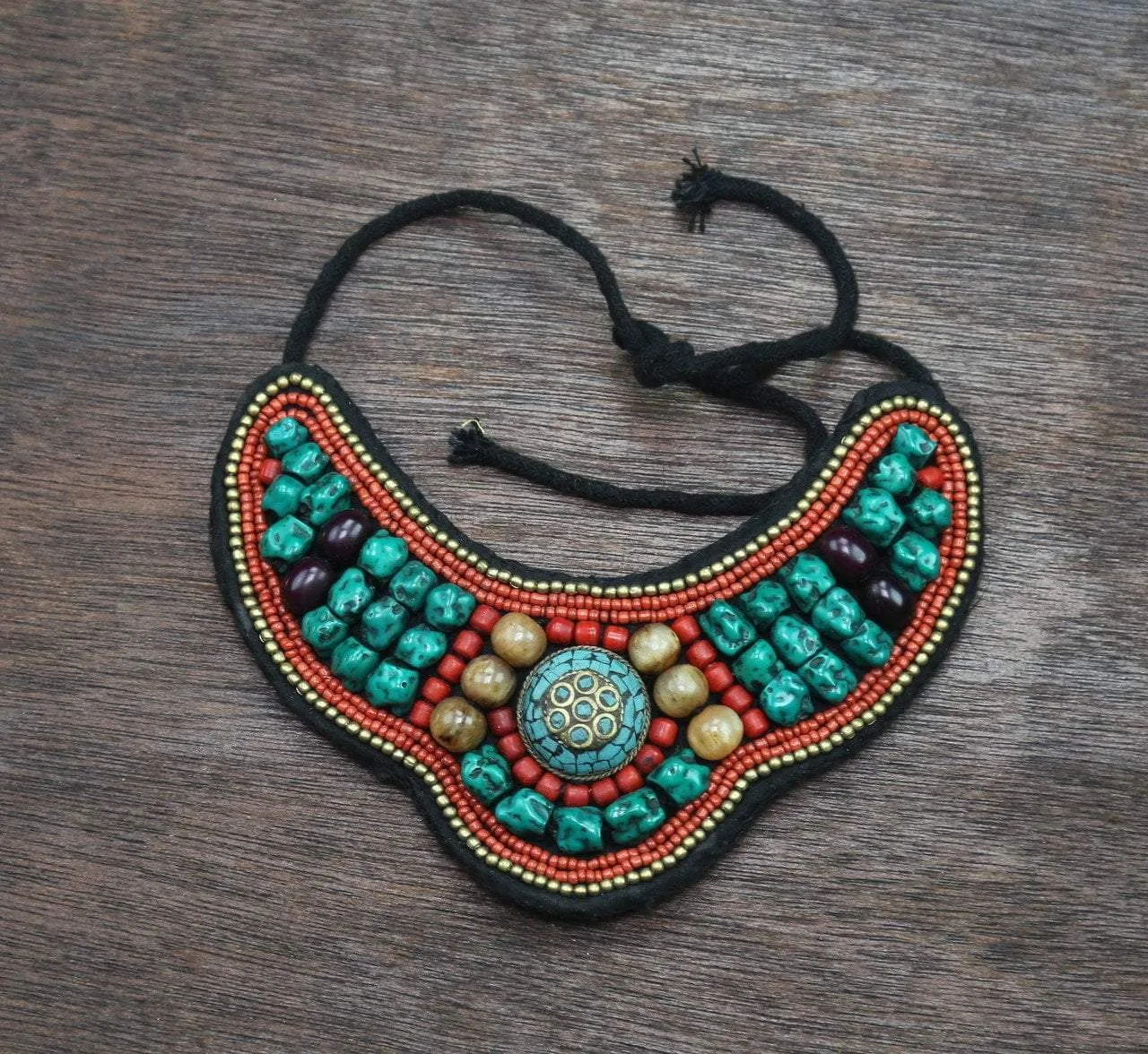 Traditional Tibetan Necklace Bone and Turquoise