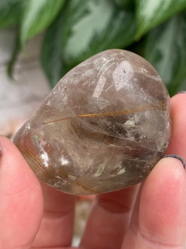 Tumbled Rutile in Smoky Quartz