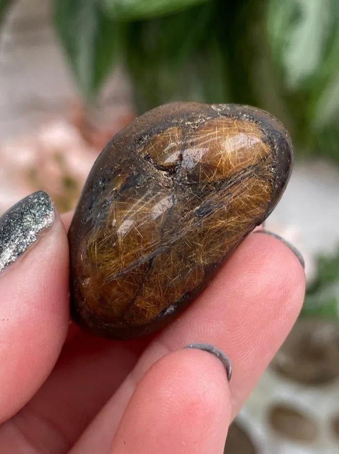 Tumbled Rutile in Smoky Quartz