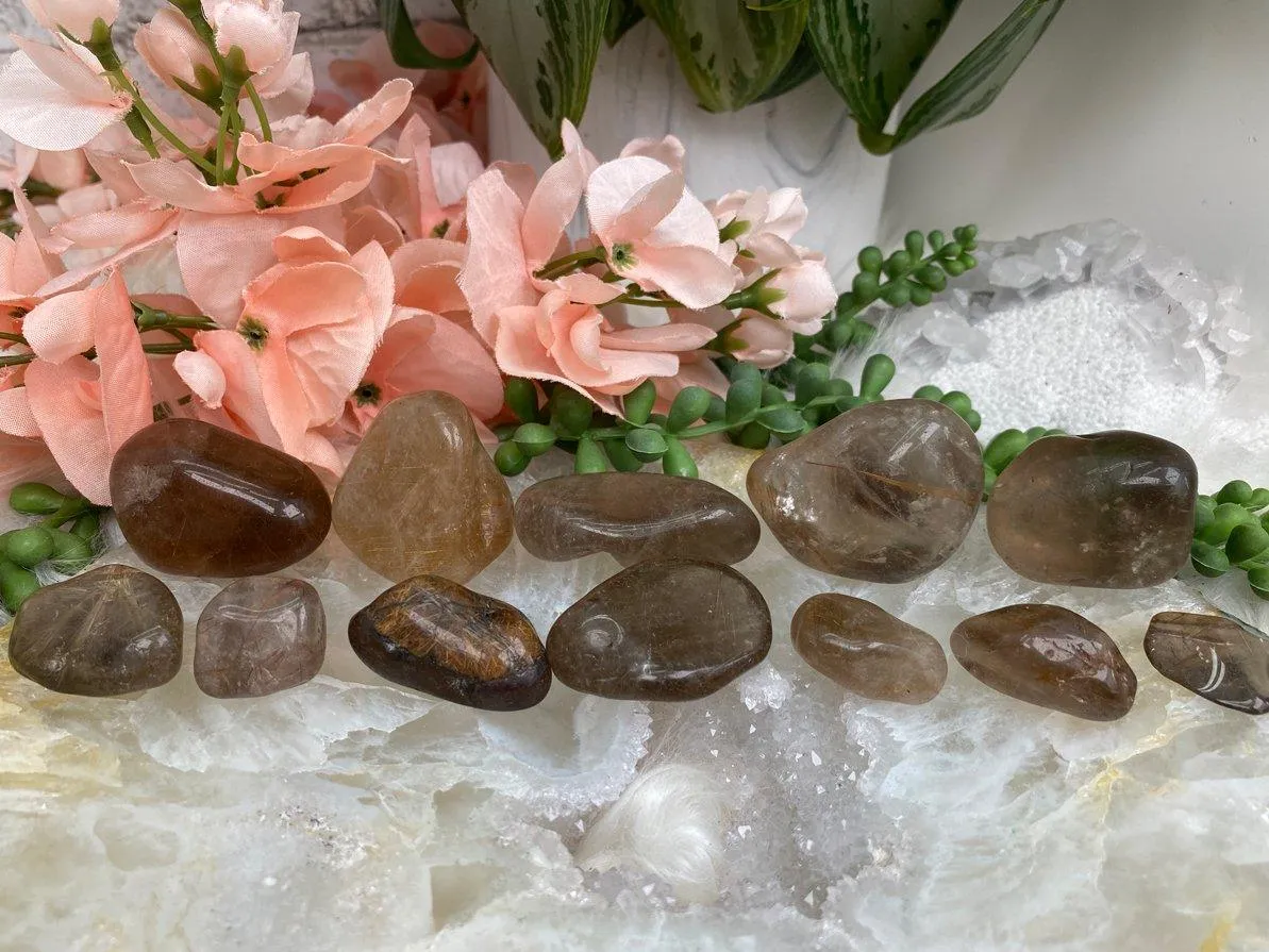 Tumbled Rutile in Smoky Quartz
