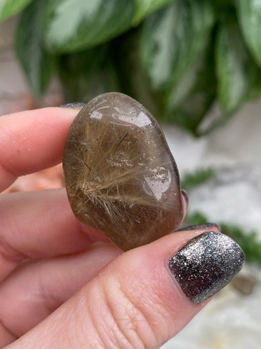 Tumbled Rutile in Smoky Quartz
