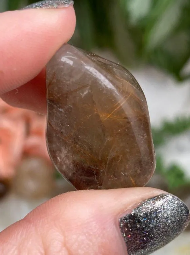 Tumbled Rutile in Smoky Quartz