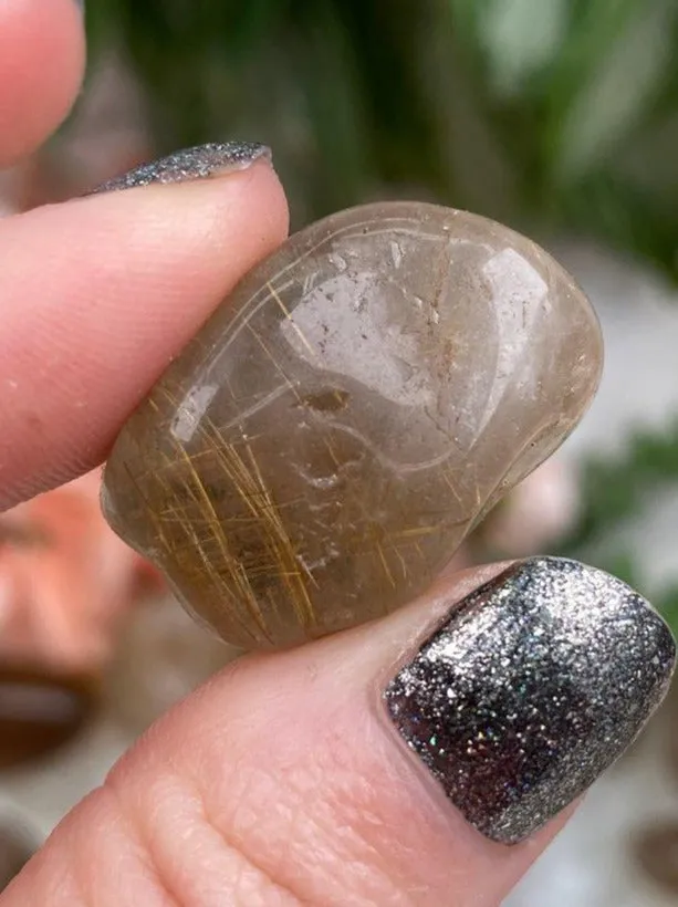 Tumbled Rutile in Smoky Quartz