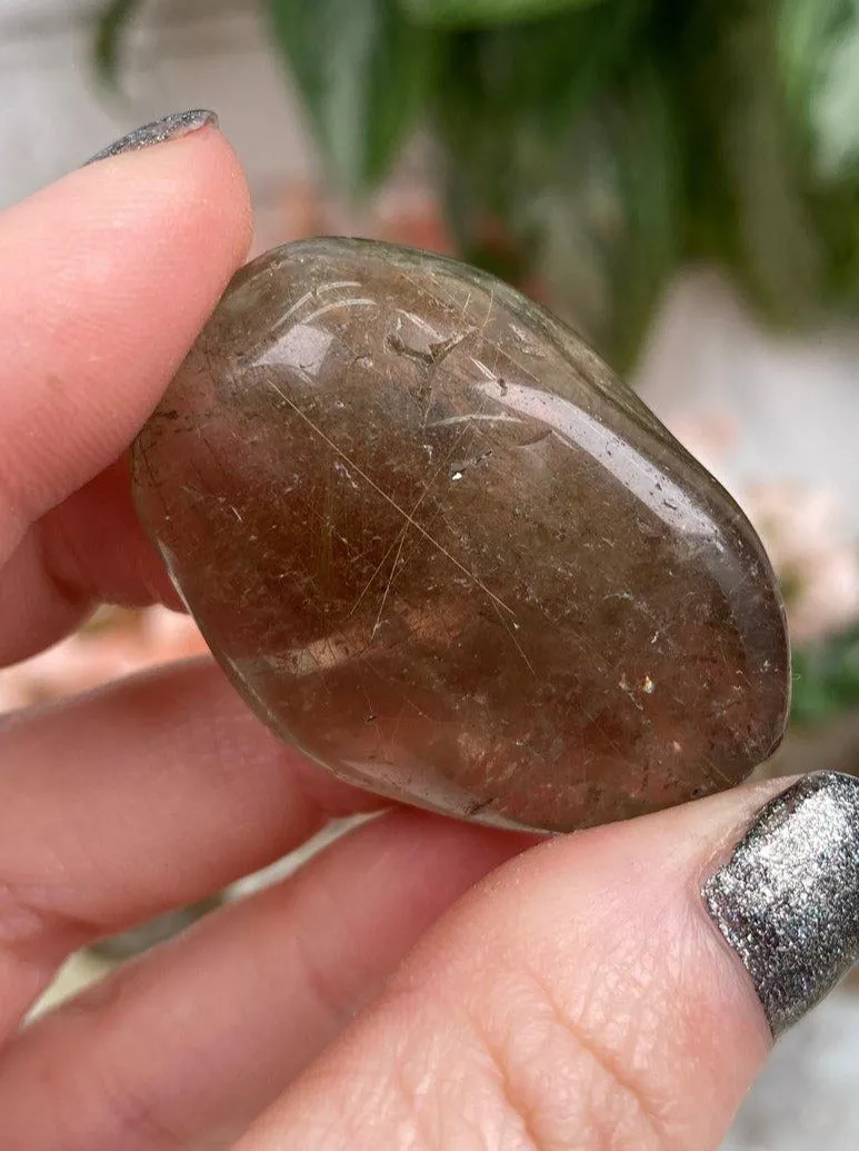 Tumbled Rutile in Smoky Quartz