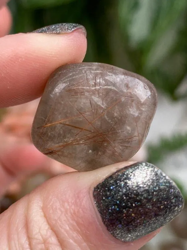 Tumbled Rutile in Smoky Quartz