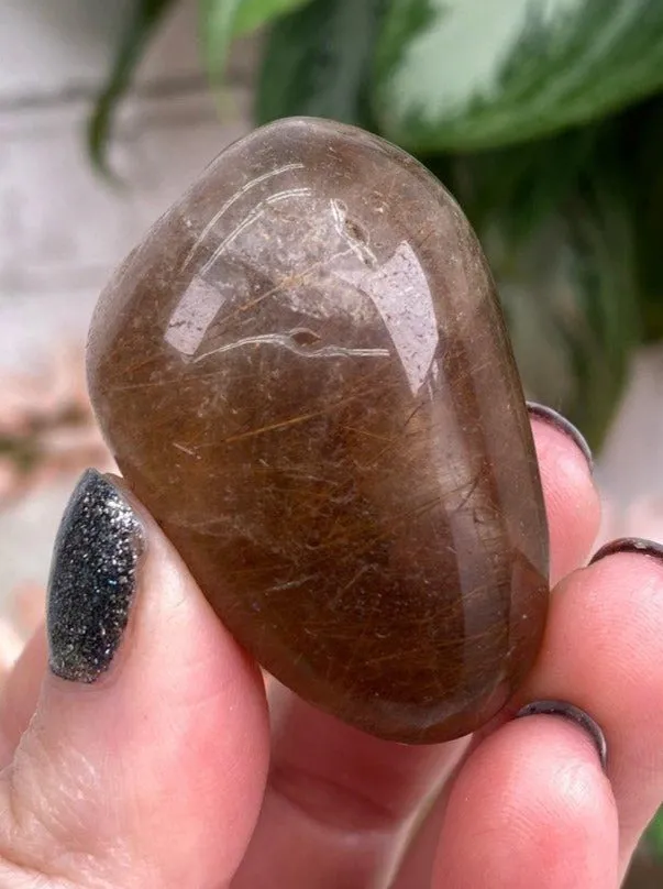 Tumbled Rutile in Smoky Quartz