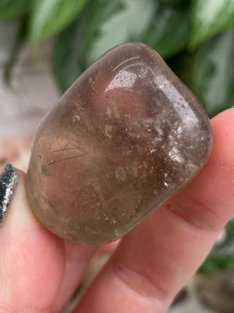 Tumbled Rutile in Smoky Quartz