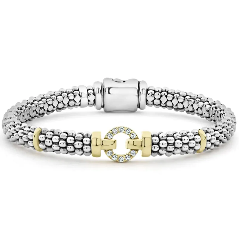 Two Tone Diamond Circle Caviar Bracelet