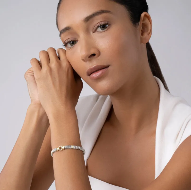 Two Tone Diamond Circle Caviar Bracelet