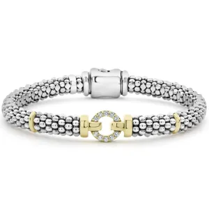 Two Tone Diamond Circle Caviar Bracelet