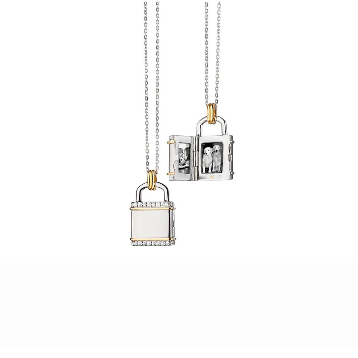 Two-Tone Square Lock Inspired Locket