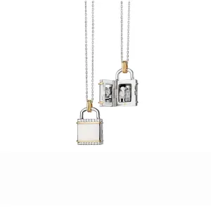 Two-Tone Square Lock Inspired Locket
