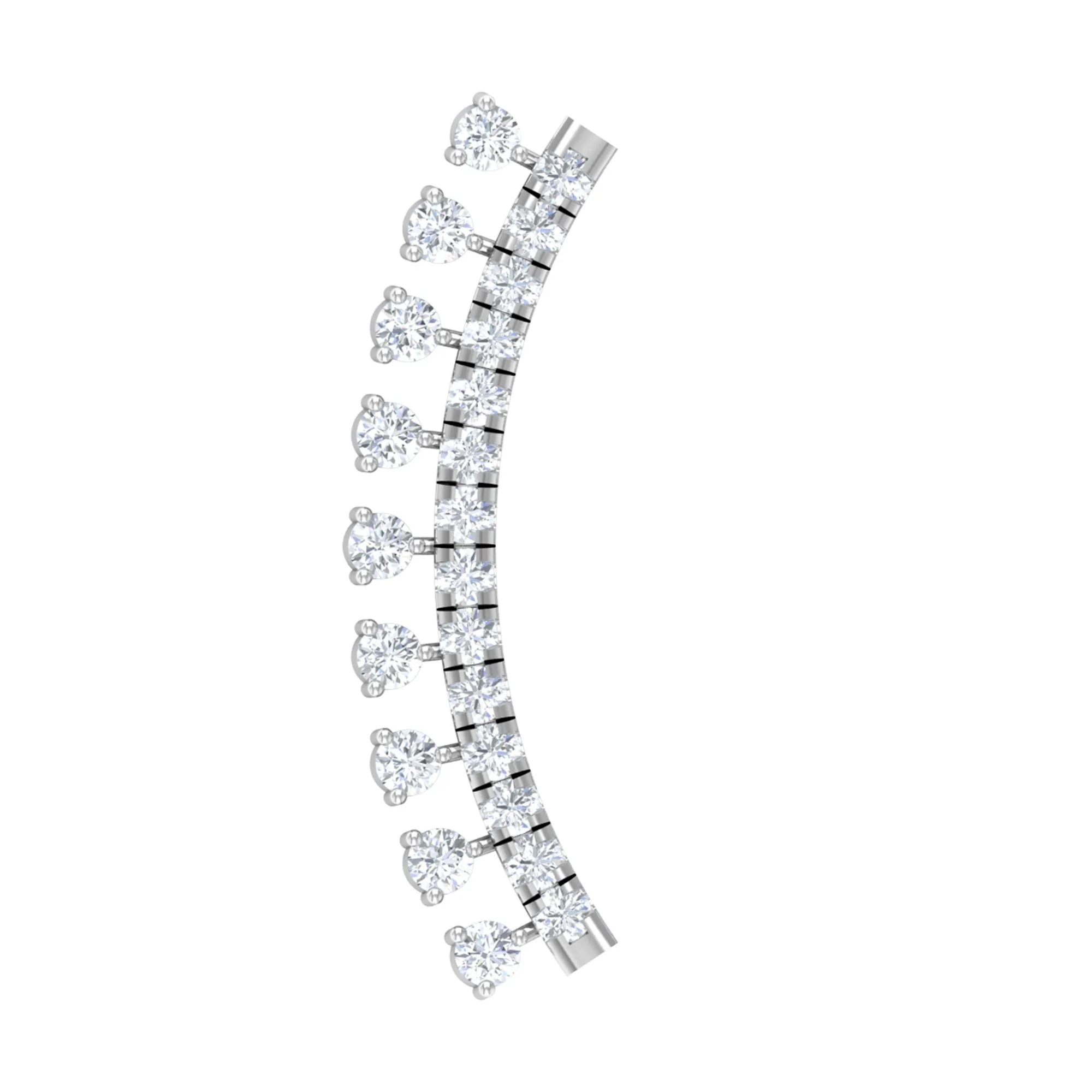 Unique Certified Moissanite Curved Crawler Earring